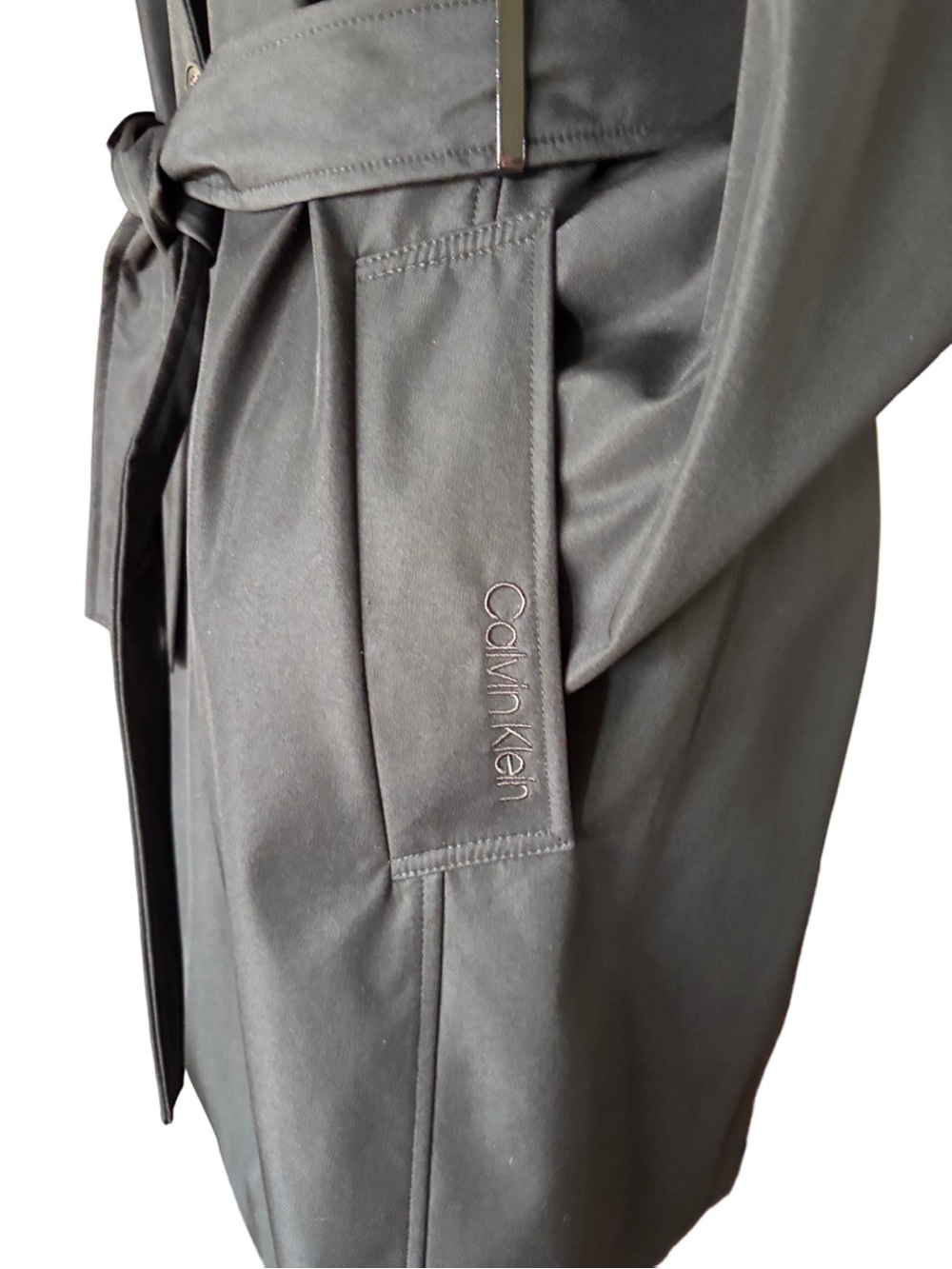 NWT Calvin Klein Belted Trench Rain Jacket Removable Hood - black - medium - Picture 13 of 14